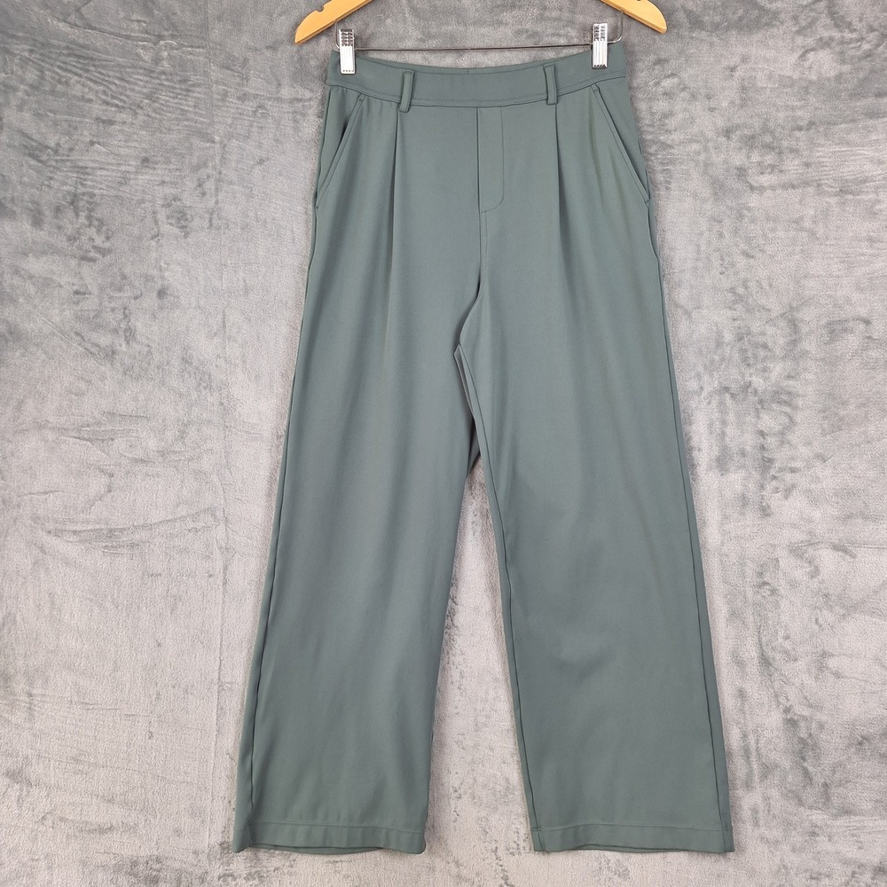 Halara Pants Small Green Wide Leg Pleated Office Work Business‎ Trousers Travel